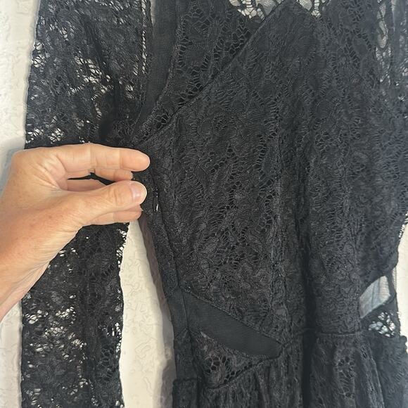 Abercrombie & Fitch Black Lace Mini Dress Mesh Witchy Fall Halloween Goth Y2K - Picture 6 of 8